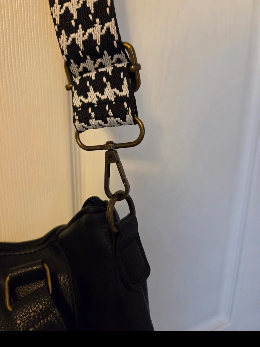 Aeropostale Black Faux Leather Satchel with Gold Hardware